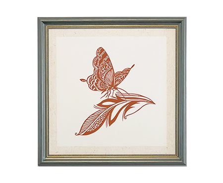 Cut Paper Wall Art SKU HD3-QK-3838-GR-LF - Green Frame Red Pattern - Frame Size 17in x 17in