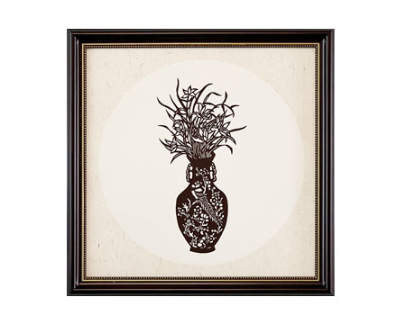 Cut Paper Wall Art SKU PC1-SK-3838-SK-LF - Brown Frame Brown Pattern - Frame Size 17inx17in