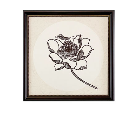 Cut Paper Wall Art SKU HH4-SK-3838-SK-LF - Brown Frame Brown Pattern - Frame Size 17inx17in