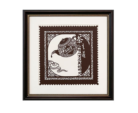 Cut Paper Wall Art SKU CH1-SK-3838-SK-LF - Brown Frame Brown Pattern - Frame Size 17inx17in