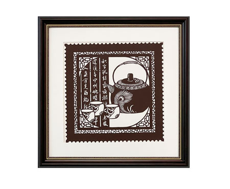 Cut Paper Wall Art SKU CH2-SK-3838-SK-LF - Brown Frame Brown Pattern- Frame Size 17in x 17in