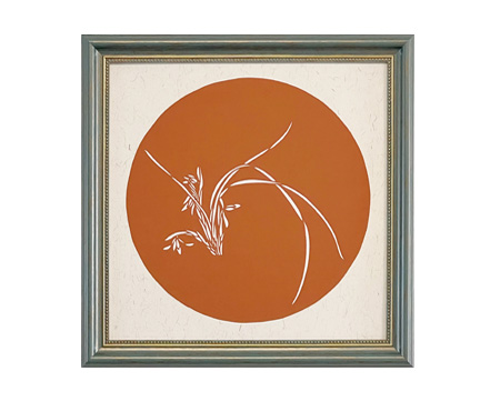 Cut Paper Wall Art SKU LC5-QK-3333-GR-SF - Green Frame Red Pattern - Frame Size 13 3/4inx13 3/4in