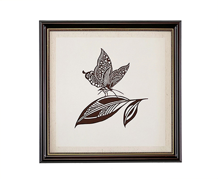 Cut Paper Wall Art SKU HD2-SK-3838-SK-LF - Brown Frame Brown Pattern - Frame Size 17inx17in