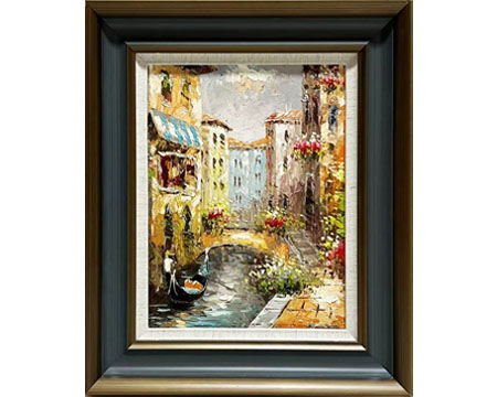 LS-14 Handmade Painting Art Golden Grey Solid Frame Size 18inx22in