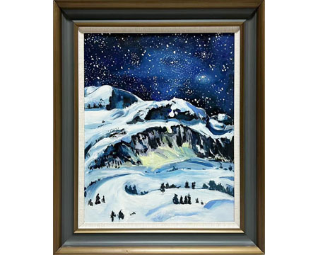 LS-15 Handmade Painting Art Golden Grey Solid Wood Frame Size 26inx30in