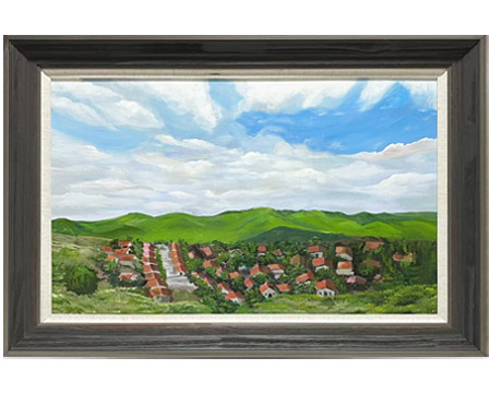 LS-39 Handmade Painting Art Grey Solid Frame Size 42.5inx30.7in