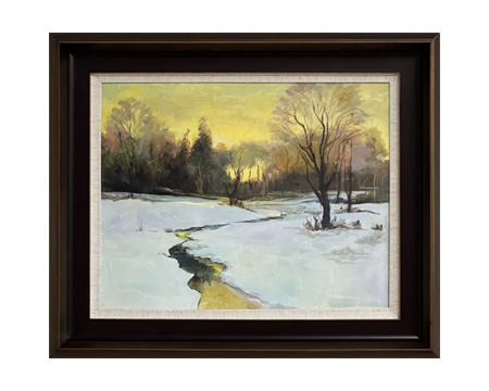 LS-49 Handmade Painting Art Golden Brown Solid Wood Frame Size 26inx22in