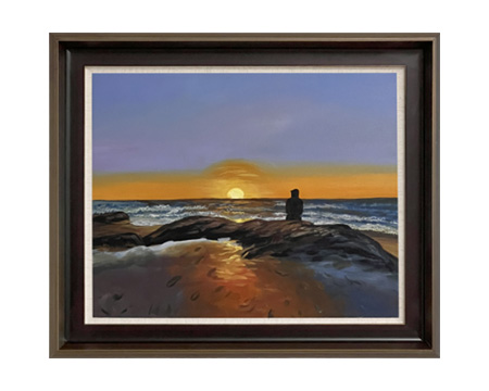 LS-54 Handmade Painting Art Golden Brown Solid Wood Frame Size 26inx22in