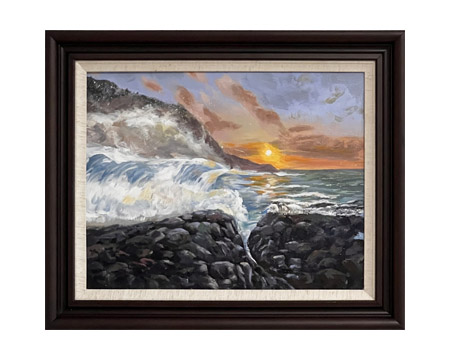 LS-56 Handmade Painting Art Dark Brown Solid Wood Frame Size 25inx21in