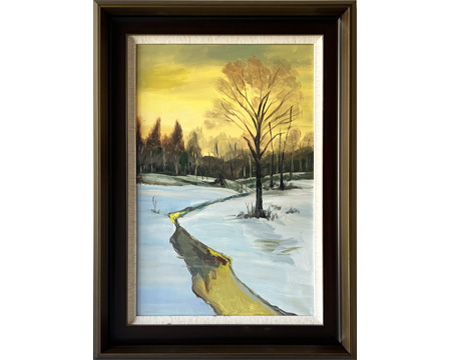 LS-57 Handmade Painting Art Dark Brown Solid Wood Frame Size 22inx30in