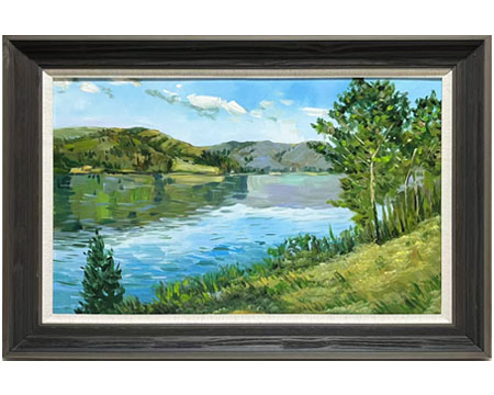 LS-31 Handmade Painting Art Grey Solid Frame Size 42.5inx30.7in