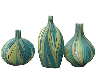 3pcs Vessel Set - Jamie Young Stream Green and Blue Striped