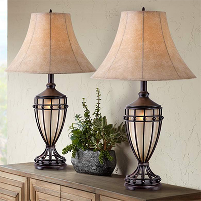 Set of 2 Table Lamps - Franklin Iron Works 33in High