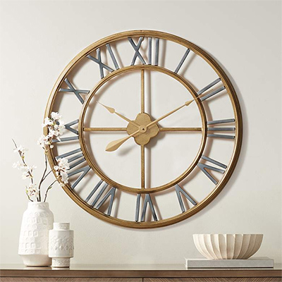 Hand-made Wall Clock Metallic Gold 28 3/4in Round