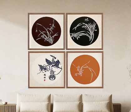 Set of 4 Chinese Traditional Cut Paper Wall Arts