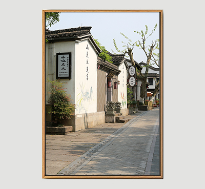 Morning of China Old Town - Framed Wall Art Size 24in x 36in