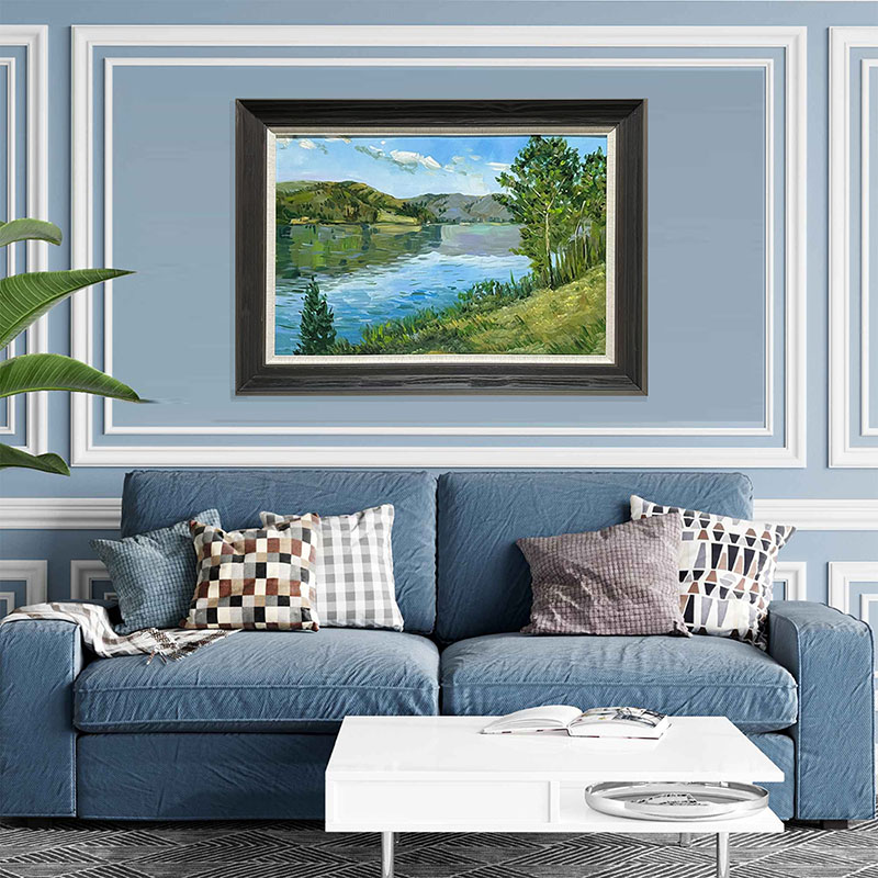 Unique Home Art Landscape Painting Wall Art Solid Wood Frame 42.5inx30.7in