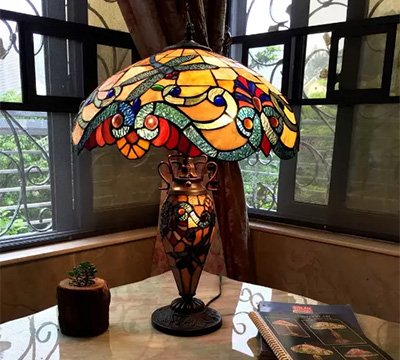 Tiffany Dragonfly Stained Glass Table Lamp