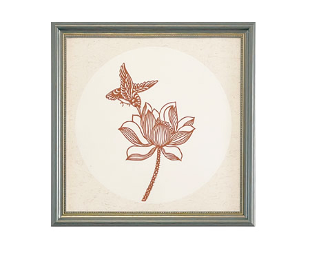 Cut Paper Wall Art SKU HH3-QK-3838-GR-LF - Green Frame Red Pattern - Frame Size 17inx17in