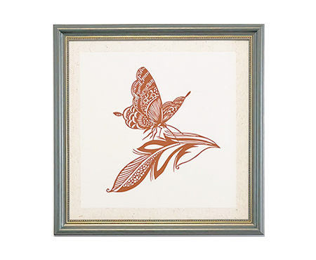 Cut Paper Wall Art SKU HD3-QK-3838-GR-LF - Green Frame Red Pattern - Frame Size 17in x 17in