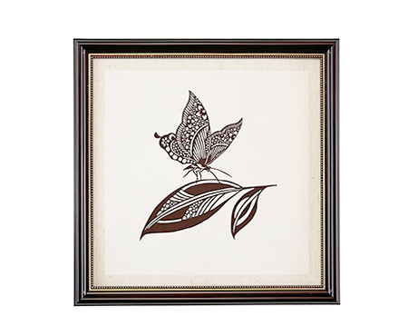 Cut Paper Wall Art SKU HD2-SK-3838-SK-LF - Brown Frame Brown Pattern - Frame Size 17inx17in