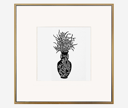 Cut Paper Wall Art SKU PC1-SL-6060-GD - Golden Wood Frame Black Pattern - Frame Size 24inx24in